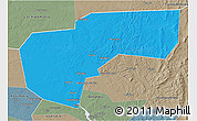 Political 3D Map of Cherdynskiy, semi-desaturated