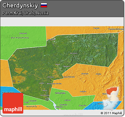 Satellite 3D Map of Cherdynskiy, political outside
