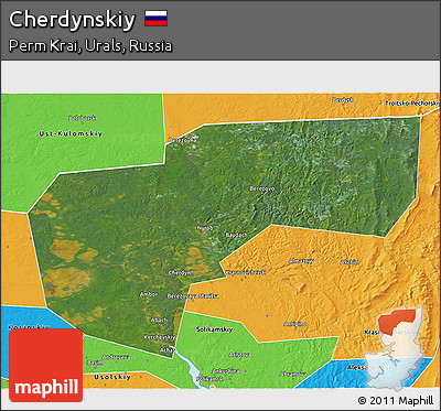 Satellite 3D Map of Cherdynskiy, political outside