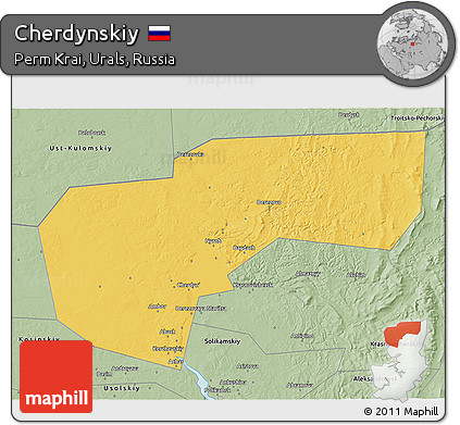 Savanna Style 3D Map of Cherdynskiy
