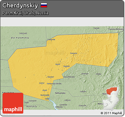 Savanna Style 3D Map of Cherdynskiy