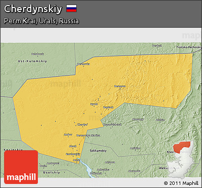 Savanna Style 3D Map of Cherdynskiy