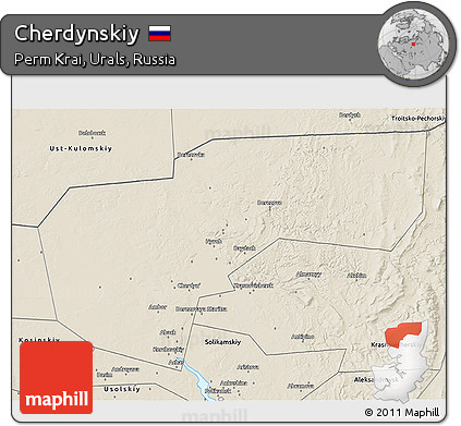 Shaded Relief 3D Map of Cherdynskiy