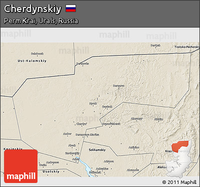 Shaded Relief 3D Map of Cherdynskiy