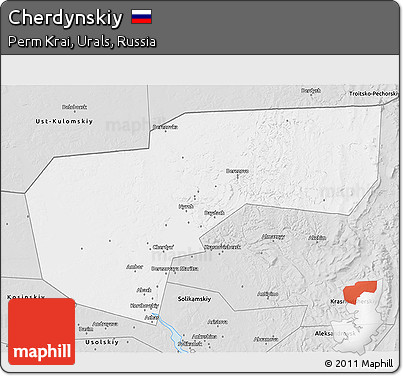 Silver Style 3D Map of Cherdynskiy