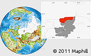 Physical Location Map of Cherdynskiy, highlighted country, highlighted parent region