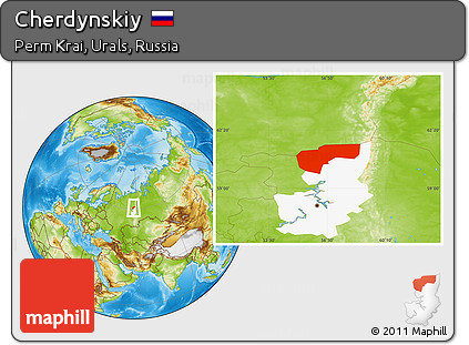 Physical Location Map of Cherdynskiy, highlighted parent region
