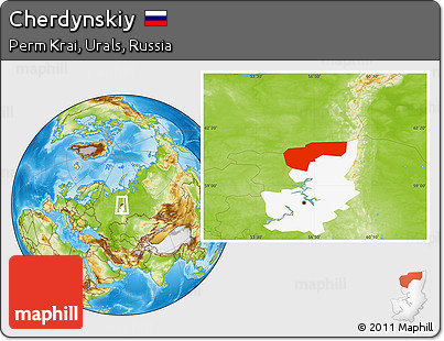 Physical Location Map of Cherdynskiy, highlighted parent region