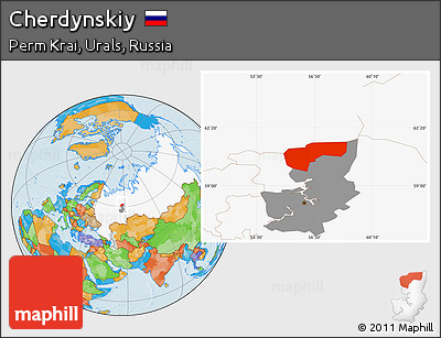 Political Location Map of Cherdynskiy, highlighted country, highlighted parent region