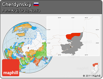 Political Location Map of Cherdynskiy, highlighted country, highlighted parent region