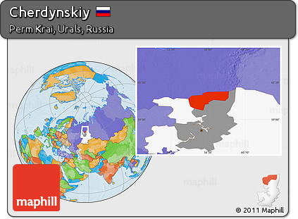 Political Location Map of Cherdynskiy, highlighted parent region, highlighted grandparent region