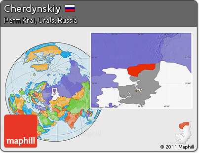 Political Location Map of Cherdynskiy, highlighted parent region, highlighted grandparent region