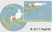 Savanna Style Location Map of Cherdynskiy, highlighted country, highlighted grandparent region, within the entire country, hill shading