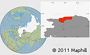 Savanna Style Location Map of Cherdynskiy, highlighted country, highlighted grandparent region, hill shading