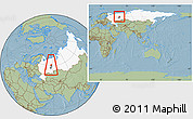 Savanna Style Location Map of Cherdynskiy, highlighted country, highlighted parent region, within the entire country, hill shading