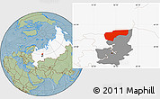 Savanna Style Location Map of Cherdynskiy, highlighted country, highlighted parent region, hill shading