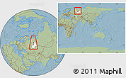 Savanna Style Location Map of Cherdynskiy, highlighted parent region, highlighted grandparent region, within the entire country, hill shading