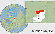 Savanna Style Location Map of Cherdynskiy, highlighted parent region, hill shading