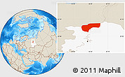 Shaded Relief Location Map of Cherdynskiy, highlighted grandparent region