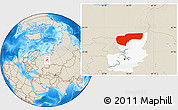 Shaded Relief Location Map of Cherdynskiy, highlighted parent region