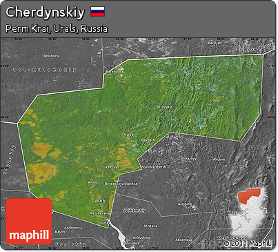 Satellite Map of Cherdynskiy, desaturated