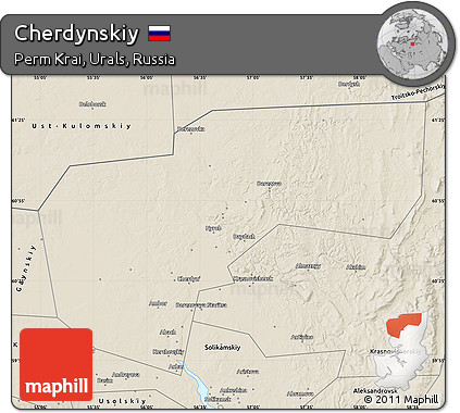 Shaded Relief Map of Cherdynskiy