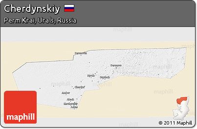 Classic Style Panoramic Map of Cherdynskiy, single color outside
