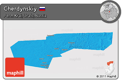 Political Panoramic Map of Cherdynskiy, cropped outside
