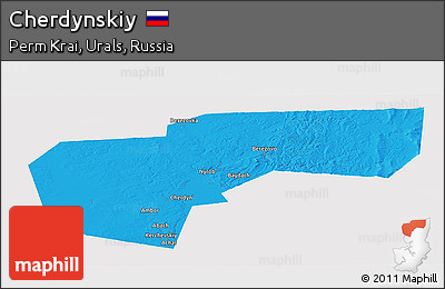 Political Panoramic Map of Cherdynskiy, cropped outside