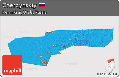 Political Panoramic Map of Cherdynskiy, cropped outside
