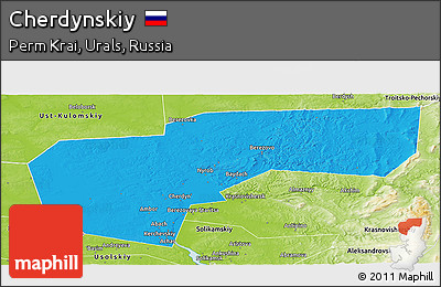 Political Panoramic Map of Cherdynskiy, physical outside