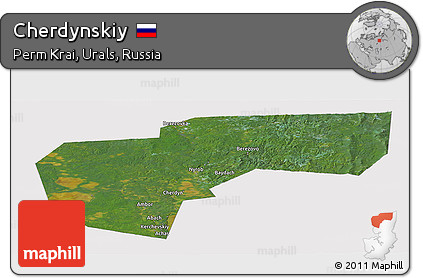 Satellite Panoramic Map of Cherdynskiy, cropped outside