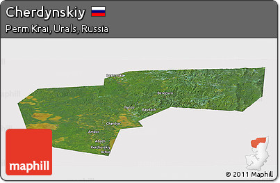 Satellite Panoramic Map of Cherdynskiy, cropped outside