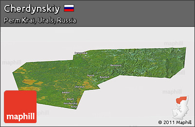 Satellite Panoramic Map of Cherdynskiy, cropped outside