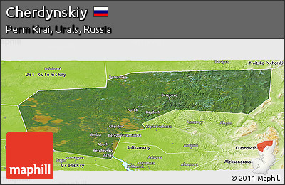 Satellite Panoramic Map of Cherdynskiy, physical outside