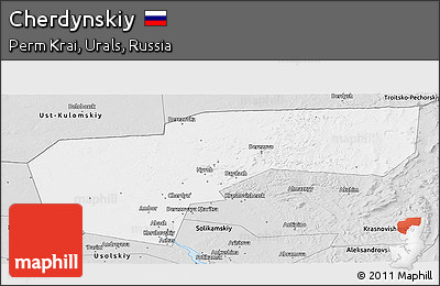 Silver Style Panoramic Map of Cherdynskiy