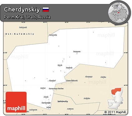Classic Style Simple Map of Cherdynskiy