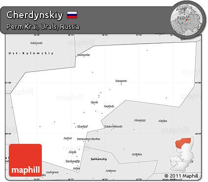 Silver Style Simple Map of Cherdynskiy