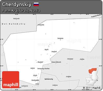 Silver Style Simple Map of Cherdynskiy