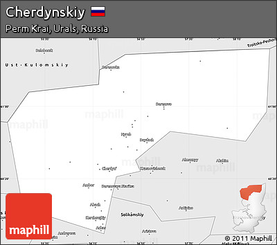 Silver Style Simple Map of Cherdynskiy