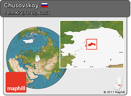 Satellite Location Map of Chusovskoy, highlighted grandparent region