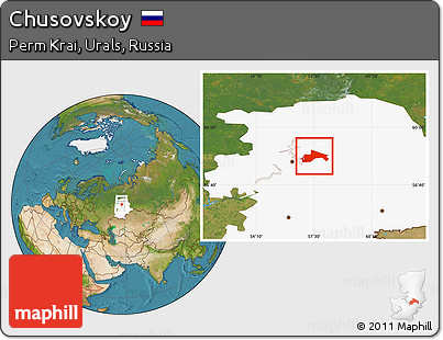 Satellite Location Map of Chusovskoy, highlighted grandparent region
