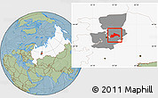 Savanna Style Location Map of Chusovskoy, highlighted country, highlighted parent region, hill shading