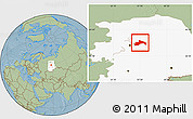 Savanna Style Location Map of Chusovskoy, highlighted grandparent region, hill shading
