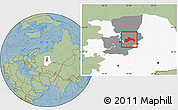 Savanna Style Location Map of Chusovskoy, highlighted parent region, highlighted grandparent region, hill shading