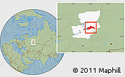 Savanna Style Location Map of Chusovskoy, highlighted parent region, hill shading