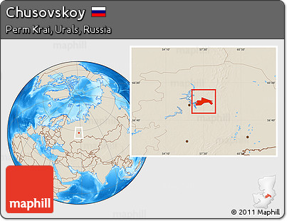Shaded Relief Location Map of Chusovskoy