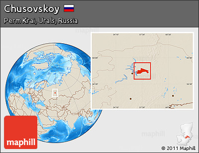 Shaded Relief Location Map of Chusovskoy
