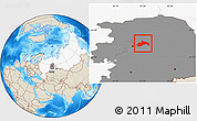 Shaded Relief Location Map of Chusovskoy, highlighted country, highlighted grandparent region