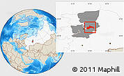Shaded Relief Location Map of Chusovskoy, highlighted country, highlighted parent region